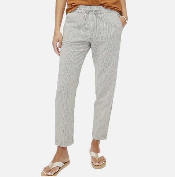J. Crew Black and White Striped Linen Pant 4 - Picture 1 of 8
